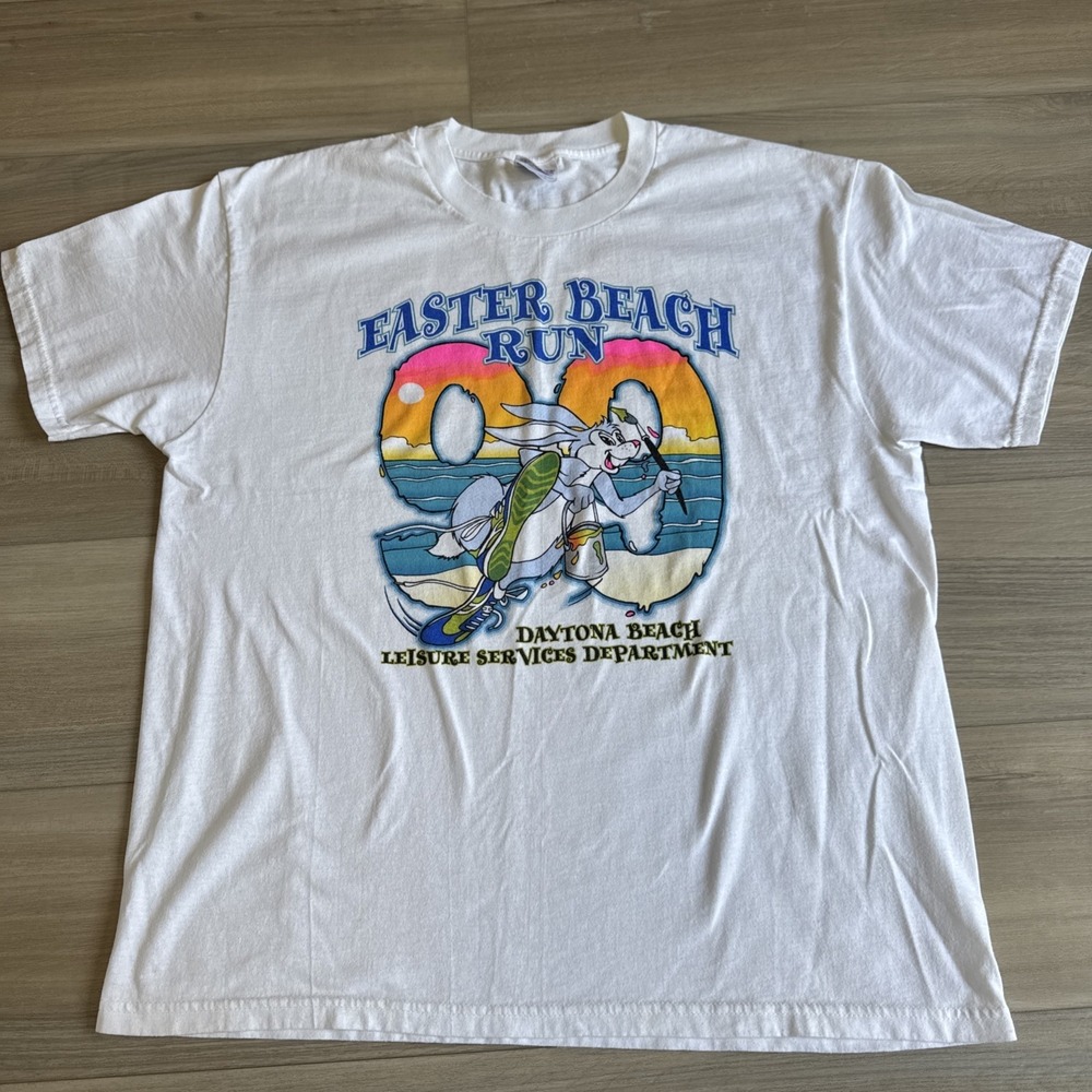 Vintage 90's Easter Beach Run Daytona Beach T-Shirt Hanes 50/50 Sz L 1999